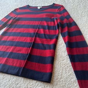 Women’s J Crew small navy and burgundy crew sweater